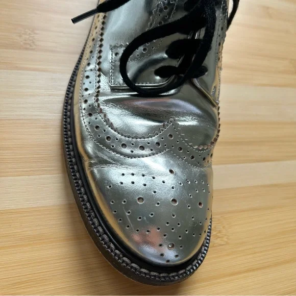 Marni Silver Metallic Brogue Lace Ups Size 40.5 - Picture 9 of 11